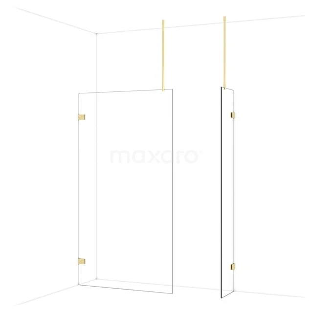 Diamond Walk-in shower | 110x40 cm Glanzend lichtgoud Clear glass 2 fixed walls IDB1104920GLG Diamond Walk-in shower | 110x40 cm Glanzend lichtgoud Clear glass 2 fixed walls IDB1104920GLG