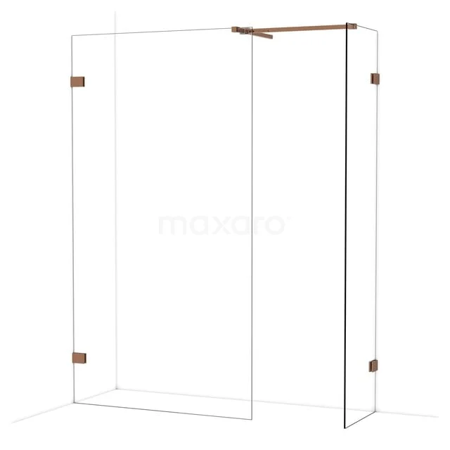 Diamond Inloopdouche | 110x50 cm Glanzend koper Helder glas 2 vaste wanden IDB1105520GKP