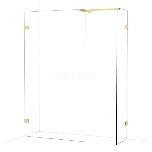 Diamond Inloopdouche | 110x50 cm Glanzend lichtgoud Helder glas 2 vaste wanden IDB1105520GLG Diamond Inloopdouche | 110x50 cm Glanzend lichtgoud Helder glas 2 vaste wanden IDB1105520GLG