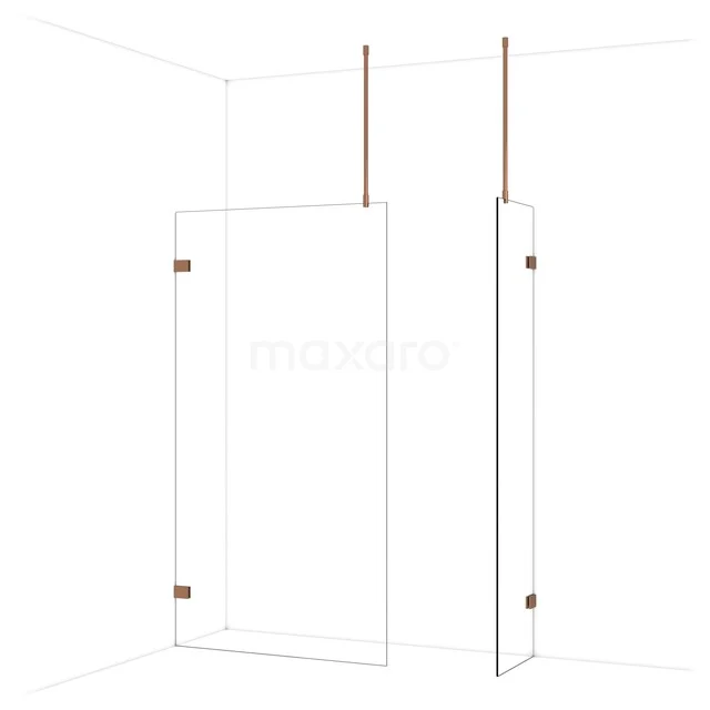 Stilvolle Gold Duschwand mit Klarglas, versehen mit Wandmontage; moderne Badezimmerausstattung.