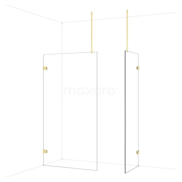 Duschenschirm mit goldfarbenen Details, Klarglas, minimalistisches Design, ideal für ein stilvolles und modernes Badezimmer.