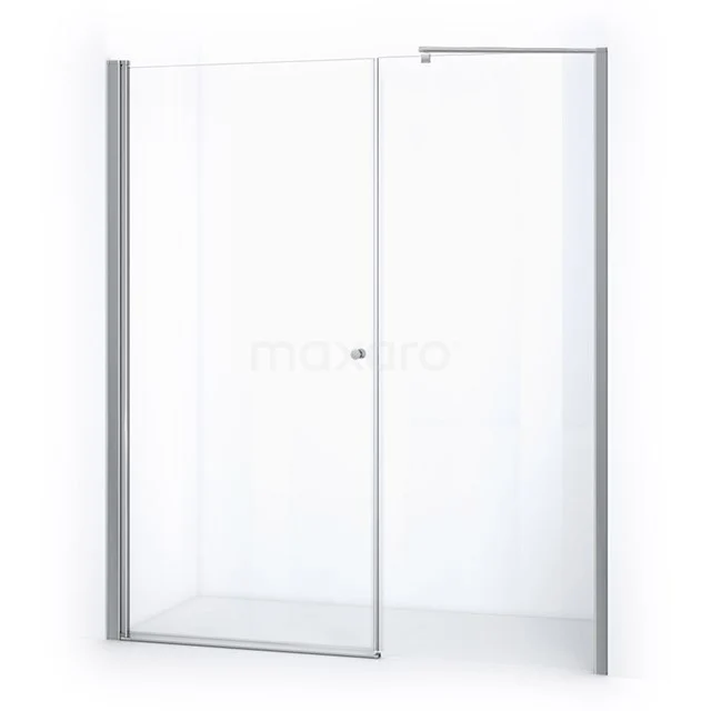 Glasene Duschwand mit silbernem Profil, geeignet für moderne Badezimmer, aus der eleganten Premium-Serie.