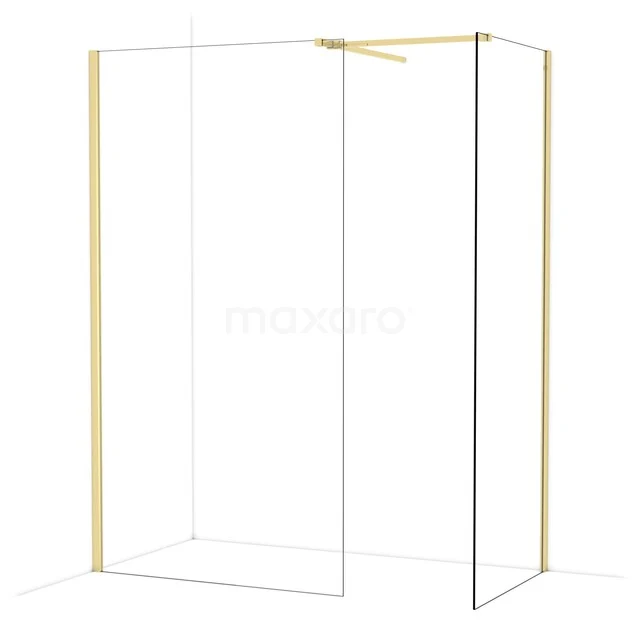 Diamond Inloopdouche | 110x80 cm Glanzend lichtgoud Helder glas 2 vaste wanden IDB1108510GLG Diamond Inloopdouche | 110x80 cm Glanzend lichtgoud Helder glas 2 vaste wanden IDB1108510GLG
