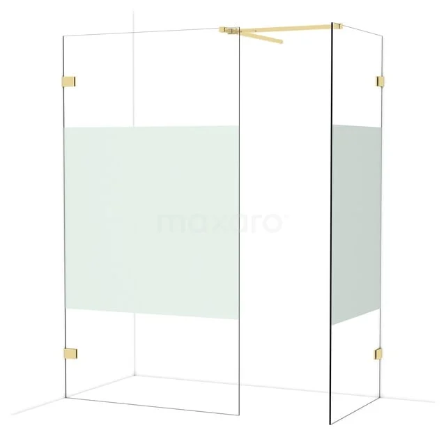 Diamond Inloopdouche | 110x80 cm Glanzend lichtgoud Helder met matte strook 2 vaste wanden IDB1108523GLG Diamond Inloopdouche | 110x80 cm Glanzend lichtgoud Helder met matte strook 2 vaste wanden IDB1108523GLG