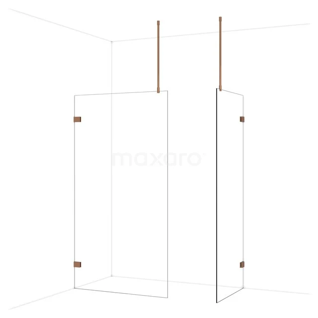 Diamond Inloopdouche | 110x80 cm Glanzend koper Helder glas 2 vaste wanden IDB1108920GKP Diamond Inloopdouche | 110x80 cm Glanzend koper Helder glas 2 vaste wanden IDB1108920GKP