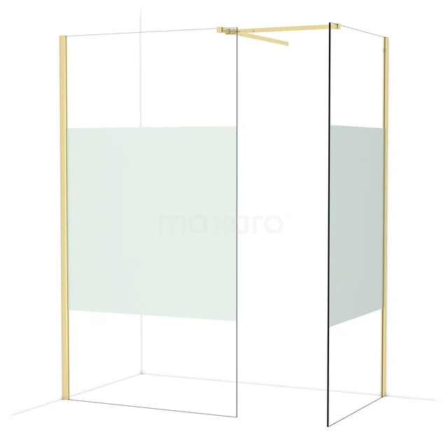 Begehbare Duschen IDB1109513GLG Gold Duschwand mit Klarglas und mattweißen Paneel, modernes Design und perfekt für ein stilvolles Badezimmer.