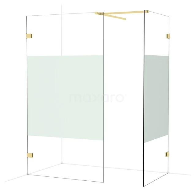 Diamond Walk-in shower | 110x90 cm Glanzend lichtgoud Clear with matt strip 2 fixed walls IDB1109523GLG Diamond Walk-in shower | 110x90 cm Glanzend lichtgoud Clear with matt strip 2 fixed walls IDB1109523GLG