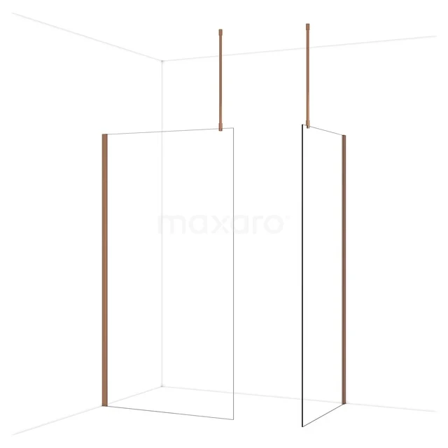 Diamond Inloopdouche | 110x90 cm Glanzend koper Helder glas 2 vaste wanden IDB1109910GKP Diamond Inloopdouche | 110x90 cm Glanzend koper Helder glas 2 vaste wanden IDB1109910GKP