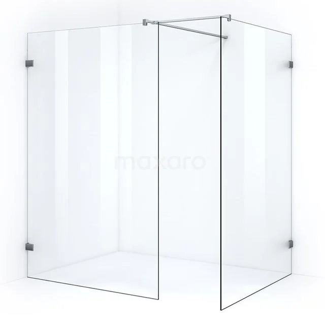 Quartz Walk-in shower | 140x140 cm Clear glass 2 fixed walls IQB1414500C Clear glass shower screen, angular design, frameless, ideal for modern bathrooms, made of durable safety glass.