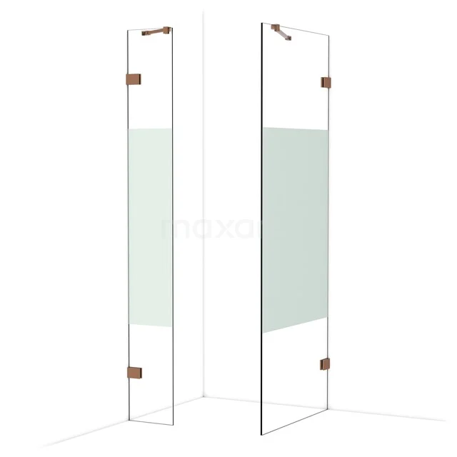 Diamond Inloopdouche | 80x30 cm Glanzend koper Helder met matte strook 2 vaste wanden IDB0308423GKP Diamond Inloopdouche | 80x30 cm Glanzend koper Helder met matte strook 2 vaste wanden IDB0308423GKP