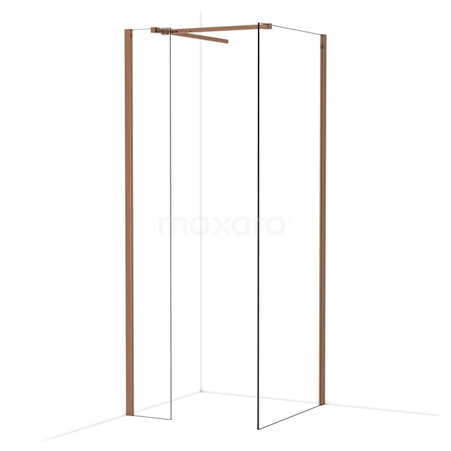 Diamond Inloopdouche | 80x30 cm Glanzend koper Helder glas 2 vaste wanden IDB0308510GKP Diamond Inloopdouche | 80x30 cm Glanzend koper Helder glas 2 vaste wanden IDB0308510GKP