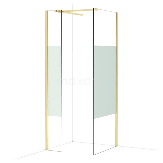 Diamond Walk-in shower | 80x30 cm Glanzend lichtgoud Clear with matt strip 2 fixed walls IDB0308513GLG Diamond Walk-in shower | 80x30 cm Glanzend lichtgoud Clear with matt strip 2 fixed walls IDB0308513GLG