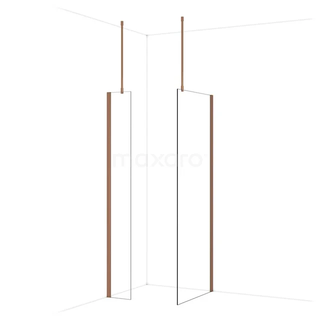 Diamond Inloopdouche | 80x30 cm Glanzend koper Helder glas 2 vaste wanden IDB0308910GKP Diamond Inloopdouche | 80x30 cm Glanzend koper Helder glas 2 vaste wanden IDB0308910GKP