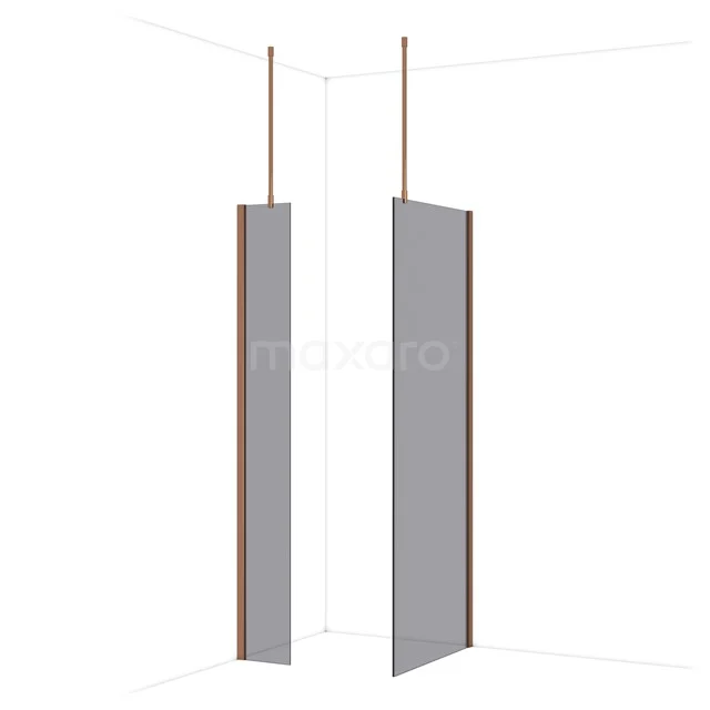 Diamond Inloopdouche | 80x30 cm Glanzend koper Rookglas 2 vaste wanden IDB0308911GKP Diamond Inloopdouche | 80x30 cm Glanzend koper Rookglas 2 vaste wanden IDB0308911GKP