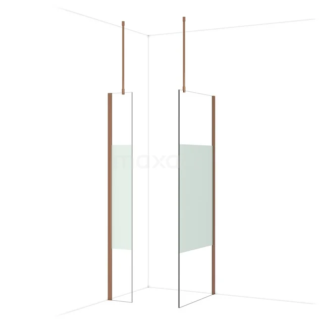 Diamond Inloopdouche | 80x30 cm Glanzend koper Helder met matte strook 2 vaste wanden IDB0308913GKP Diamond Inloopdouche | 80x30 cm Glanzend koper Helder met matte strook 2 vaste wanden IDB0308913GKP