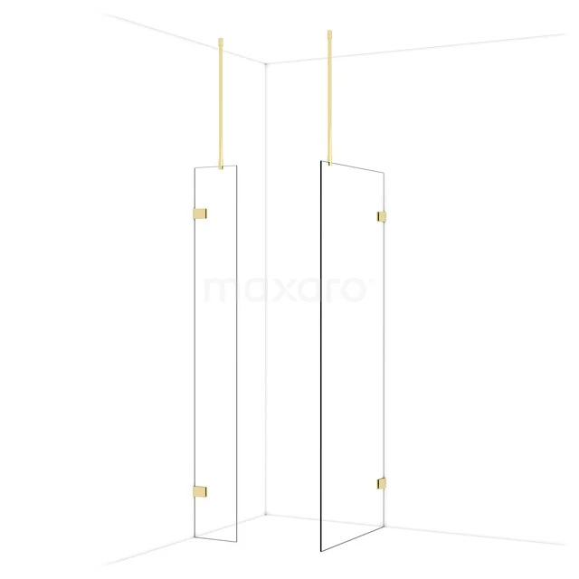 Diamond Inloopdouche | 80x30 cm Glanzend lichtgoud Helder glas 2 vaste wanden IDB0308920GLG Diamond Inloopdouche | 80x30 cm Glanzend lichtgoud Helder glas 2 vaste wanden IDB0308920GLG