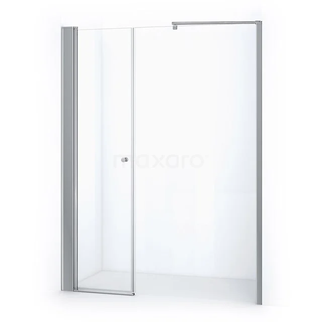 Duschwand mit silberfarbenem Rahmen und Klarglas, Eckaufstellung, ideal für ein modernes Badezimmer.