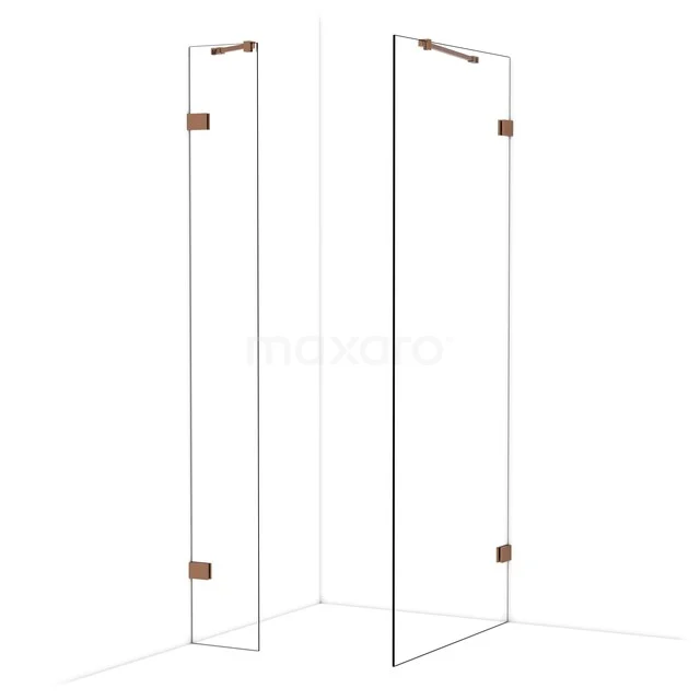 Begehbare Duschen IDB0309420GKP Transparente Glas-Duschwand mit Kupfer-Scharniere, minimalistisches Design, ideal für ein stilvolles und modernes Badezimmer.