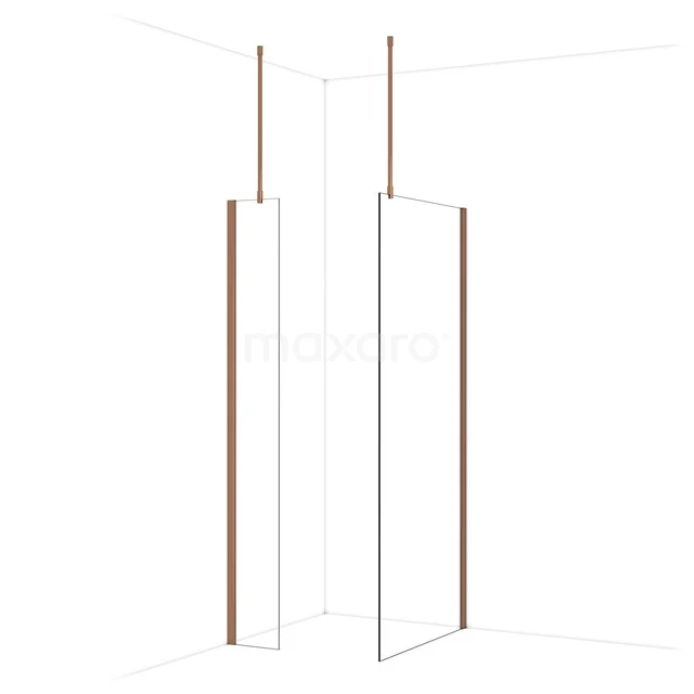 Diamond Inloopdouche | 90x30 cm Glanzend koper Helder glas 2 vaste wanden IDB0309910GKP Diamond Inloopdouche | 90x30 cm Glanzend koper Helder glas 2 vaste wanden IDB0309910GKP