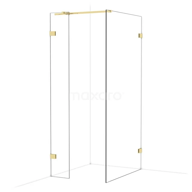 Diamond Inloopdouche | 100x30 cm Glanzend lichtgoud Helder glas 2 vaste wanden IDB0310320GLG Diamond Inloopdouche | 100x30 cm Glanzend lichtgoud Helder glas 2 vaste wanden IDB0310320GLG