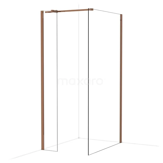 Diamond Inloopdouche | 110x30 cm Glanzend koper Helder glas 2 vaste wanden IDB0311310GKP