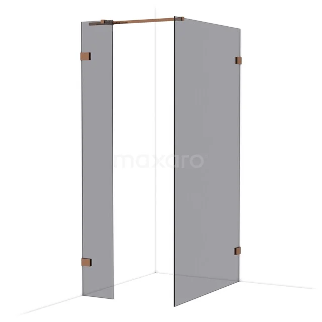 Douchedeur set van glas met mat zwarte accenten, strak design voor een moderne badkamer.