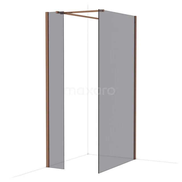 Diamond Inloopdouche | 110x30 cm Glanzend koper Rookglas 2 vaste wanden IDB0311511GKP Diamond Inloopdouche | 110x30 cm Glanzend koper Rookglas 2 vaste wanden IDB0311511GKP