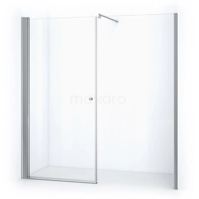 Glasbegehbare Dusche mit verchromten Profilen, minimalistisches Design für ein modernes Badezimmer.