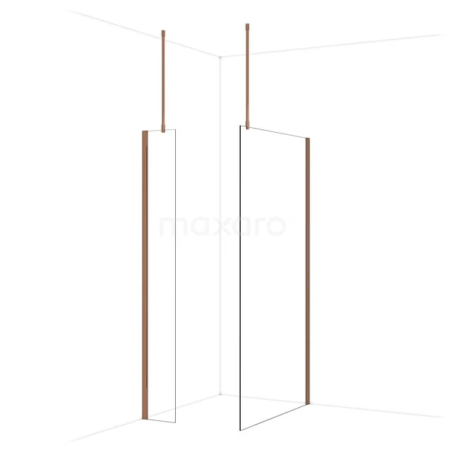 Diamond Inloopdouche | 110x30 cm Glanzend koper Helder glas 2 vaste wanden IDB0311910GKP
