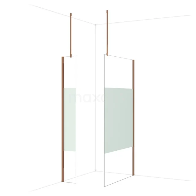 Glasene Duschwand mit Holzprofilen, schlankes Design für moderne Bäder, ideal für stilvolle und funktionale Anordnung.