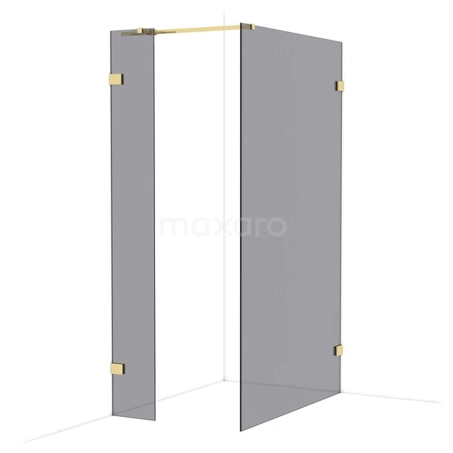 Begehbare Duschen IDB0312321GLG Graue Glas-Duschwand mit goldfarbenen Scharnieren, modernes Design für luxuriöse Bäder.