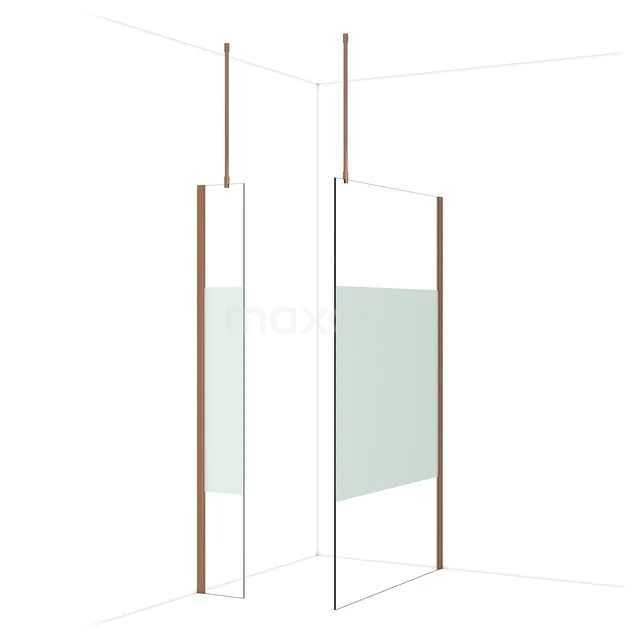 Diamond Inloopdouche | 120x30 cm Glanzend koper Helder met matte strook 2 vaste wanden IDB0312913GKP Diamond Inloopdouche | 120x30 cm Glanzend koper Helder met matte strook 2 vaste wanden IDB0312913GKP