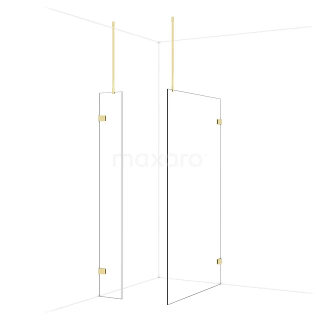 Transparente Gläserne Duschwand mit minimalistischen Messingbefestigungen, ideal für ein modernes Badezimmer.