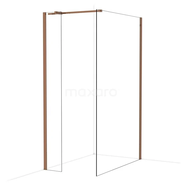 Glas Duschwand mit bronzefarbenem Rahmen, minimalistisches Design; ideal für eine moderne Badezimmer Einrichtung.