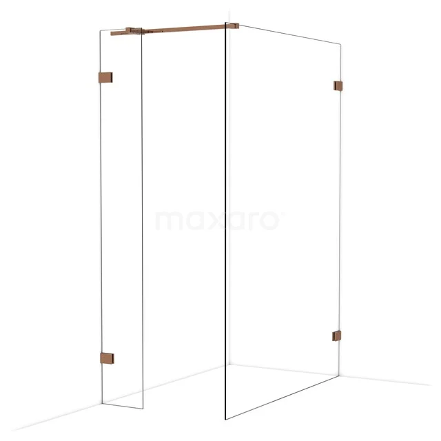 Diamond Walk-in shower | 140x30 cm Glanzend koper Clear glass 2 fixed walls IDB0314320GKP