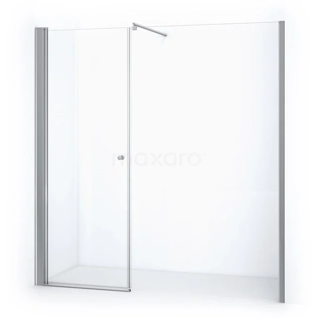 Strakke Glasduschwand mit Chromprofil, ideal für moderne Bäder. Minimalistisches Design mit transparentem Glas.