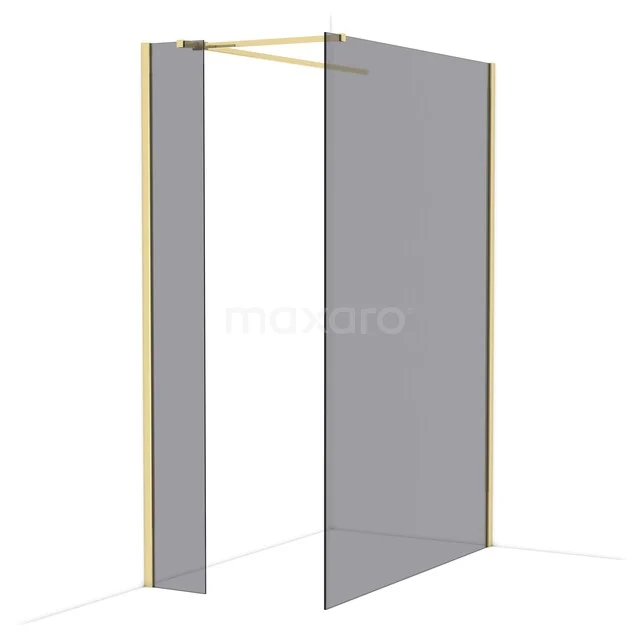 Begehbare Duschen IDB0314511GLG Duschwand mit mattem Grau Glas und goldfarbenen Profilen, moderner Stil für luxuriöse Badezimmergestaltung.