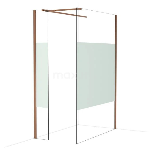 Glasbegehbare Dusche mit bronzefarbenen Profilen, modernes Design und integrierten Bildschirmen für stilvolle Badezimmergestaltung.