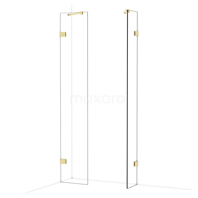 Glasene Duschwand mit Messingscharnieren, elegantes Design, ideal für moderne Bäder.