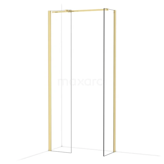 Diamond Inloopdouche | 40x40 cm Glanzend lichtgoud Helder glas 2 vaste wanden IDB0404310GLG