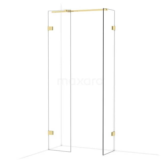 Diamond begehbare Dusche | 40x40 cm Glänzendes Hellgold 2 feste Wände IDB0404320GLG Glasene Duschwand mit goldenen Scharnieren, elegantes Design, perfekt für einen luxuriösen Badezimmerstil.