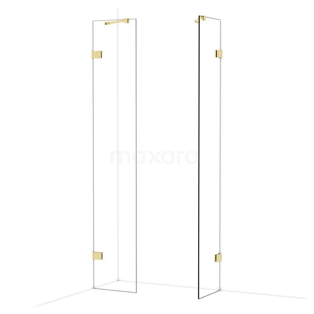 Diamond Inloopdouche | 40x40 cm Glanzend lichtgoud Helder glas 2 vaste wanden IDB0404420GLG Diamond Inloopdouche | 40x40 cm Glanzend lichtgoud Helder glas 2 vaste wanden IDB0404420GLG