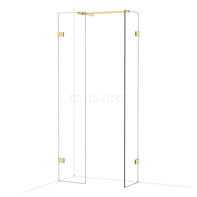 Diamond Inloopdouche | 40x40 cm Glanzend lichtgoud Helder glas 2 vaste wanden IDB0404520GLG Diamond Inloopdouche | 40x40 cm Glanzend lichtgoud Helder glas 2 vaste wanden IDB0404520GLG