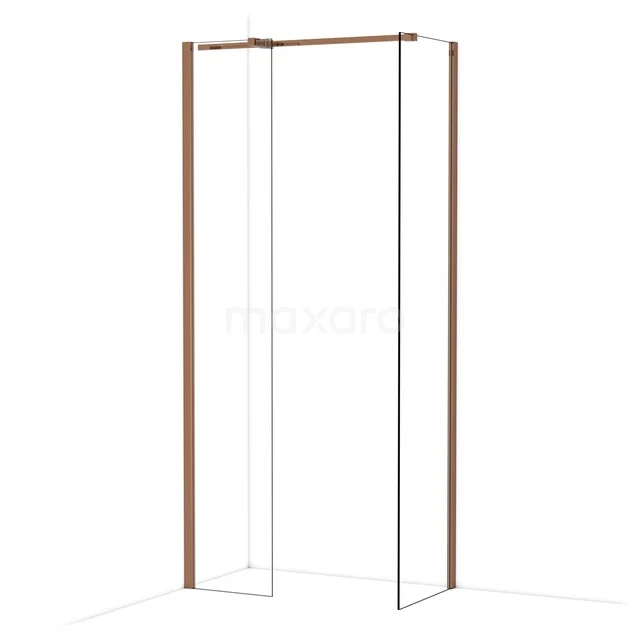 Duschwand mit kupferfarbenem Rahmen und transparentem Glas, moderne Designserie für stilvolle Badezimmergestaltung.