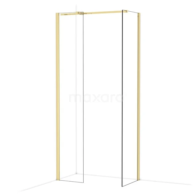 Diamond Inloopdouche | 50x40 cm Glanzend lichtgoud Helder glas 2 vaste wanden IDB0405310GLG