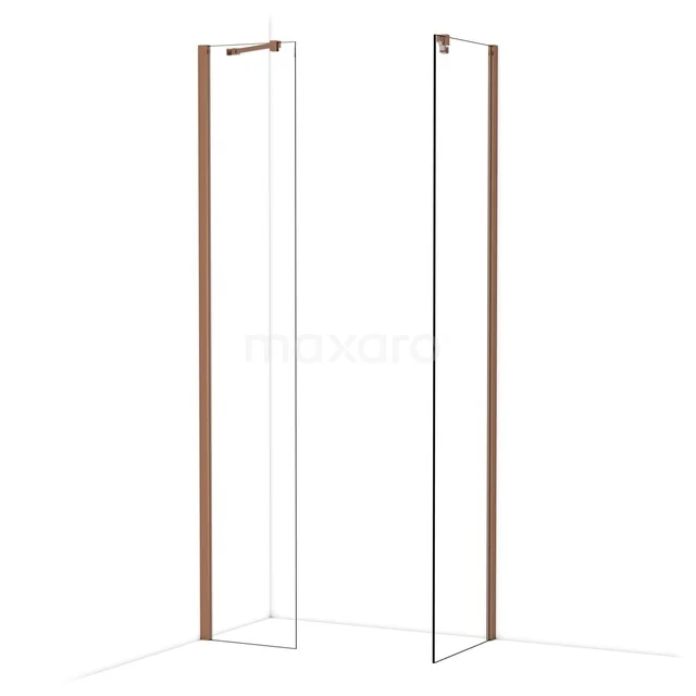 Duschwand Set mit kupferfarbenem Rahmen und Klarglas, elegantes Design, ideal für ein modernes Badezimmer.