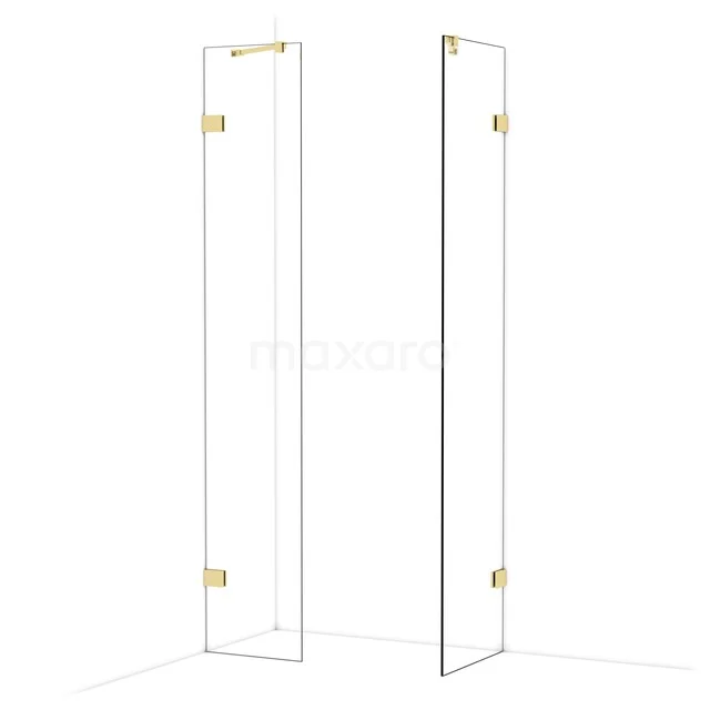 Diamond Inloopdouche | 50x40 cm Glanzend lichtgoud Helder glas 2 vaste wanden IDB0405420GLG