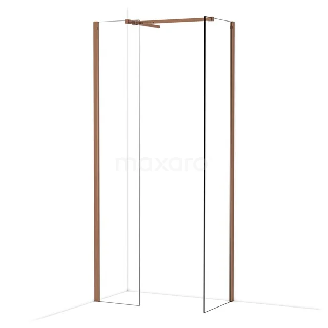 Diamond Inloopdouche | 50x40 cm Glanzend koper Helder glas 2 vaste wanden IDB0405510GKP