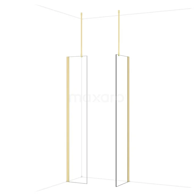 Diamond Inloopdouche | 50x40 cm Glanzend lichtgoud Helder glas 2 vaste wanden IDB0405910GLG