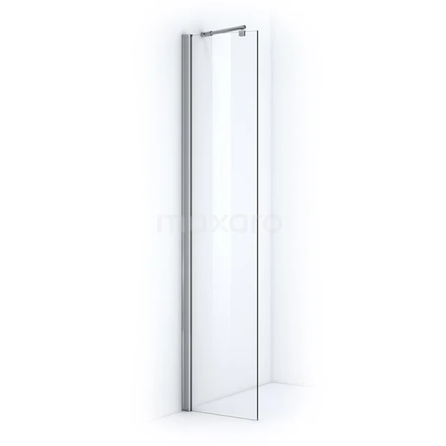 Zircon Comfort begehbare Dusche | 20 cm Chrom Feste Wand GW-02011 Glas Duschwand mit silberfarbigem Aluminium Profil, modernes Design, ideal für eine stilvolle Badezimmergestaltung.
